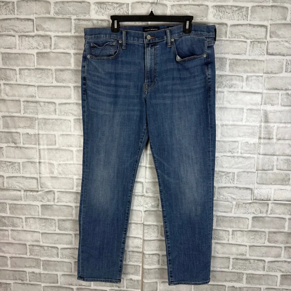 Lucky Brand 121 Slim Jeans Mens 38x30 Medium Wash Blue Denim Straight Leg Pants